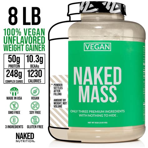 naked mass unflavored|Vegan Weight Gainer Supplement 